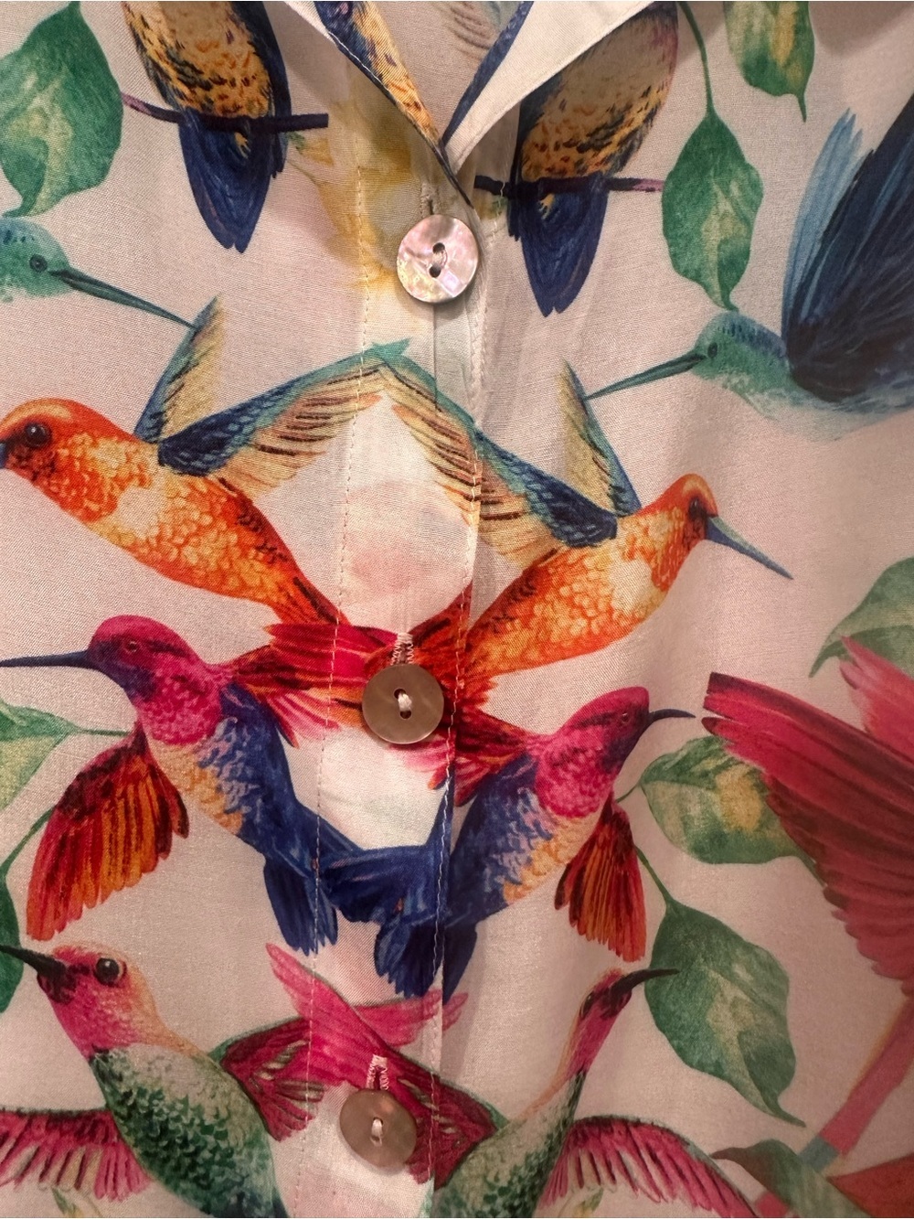 John Mark Hummingbird Floral  Button Down Blouse Novelty Print Quirky Sz 2X - Picture 6 of 12